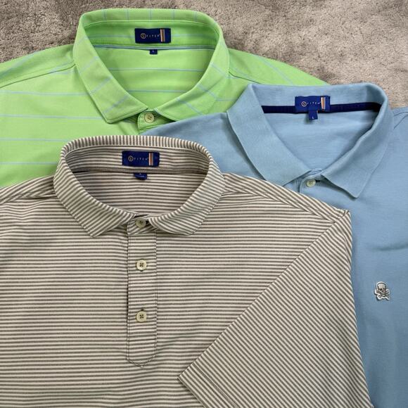 Stitch Golf Polo Lot Men’s Large 3 Striped Performance Stretch Moisture Wicking - Picture 1 of 13